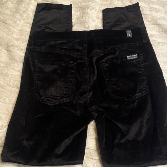 7 For All Mankind Pants - 7 For All Mankind Women's black crushed velvet Skinny Pants size 28